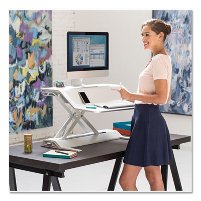 Fellowes Lotus Sit-Stands Workstation, 32.75" x 24.25" x 5.5" to 22.5", White (0009901)