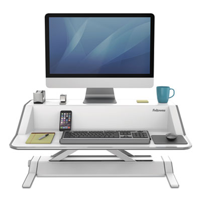 Fellowes Lotus Sit-Stands Workstation, 32.75" x 24.25" x 5.5" to 22.5", White (0009901)