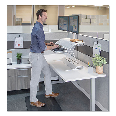 Fellowes Lotus DX Sit-Stand Workstation, 32.75" x 24.25" x 5.5" to 22.5", White (8080201)