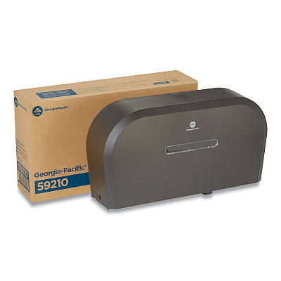 Georgia Pacific Professional Jumbo Jr. Bathroom Tissue Dispenser, Double Roll, 22.1 x 4.8 x 12.1, Black (GPC59210)
