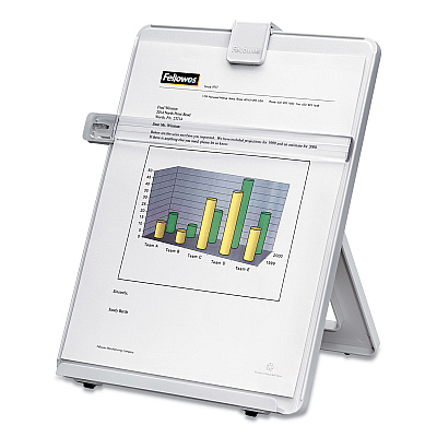 Fellowes Non-Magnetic Desktop Copyholder, 25 Sheet Capacity, Plastic, Platinum (FEL21103)