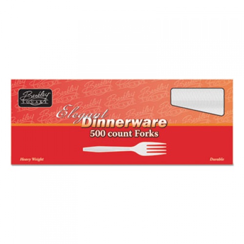 Berkley Square Elegant Dinnerware Heavyweight Cutlery, Polystyrene, Fork, White, 500/Box (1072010)