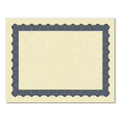 Great Papers Metallic Border Certificates, 11 x 8.5, Ivory/Blue with Blue Border, 100/Pack (GRP934400)