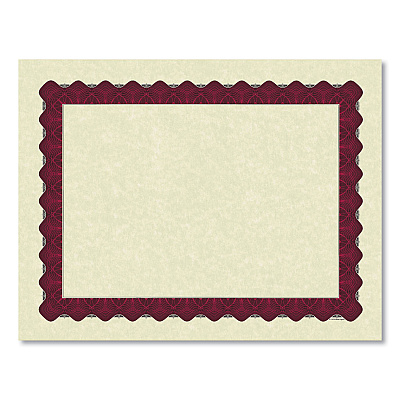 Great Papers Metallic Border Certificates, 11 x 8.5, Ivory/Red with Red Border, 100/Pack (GRP934100)