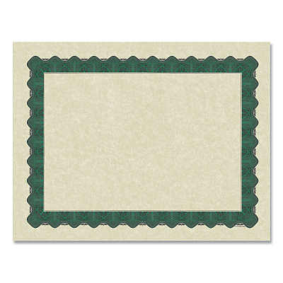 Great Papers Metallic Border Certificates, 11 x 8.5, Ivory/Green with Green Border, 100/Pack (GRP934200)