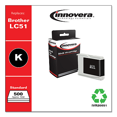 Innovera Remanufactured Black Ink, Replacement for LC51BK, 500 Page-Yield (IVR20051)