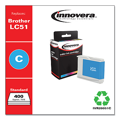 Innovera Remanufactured Cyan Ink, Replacement for LC51C, 400 Page-Yield (IVR20051C)