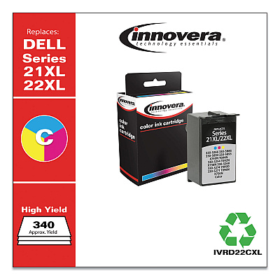 Innovera Remanufactured Tri-Color High-Yield Ink, Replacement for 21XL/22XL (330-5266), 340 Page-Yield (IVRD22CXL)