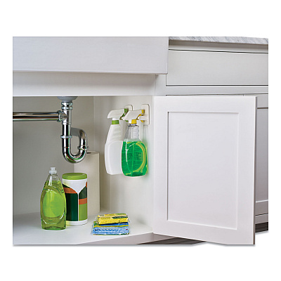 Command Spray Bottle Holder, 2.34w x 1.69d x 3.34h, White, 2 Hangers/4 Strips/Pack (MMM170092ES)