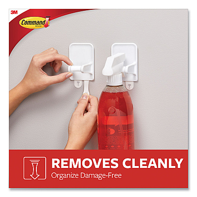Command Spray Bottle Holder, 2.34w x 1.69d x 3.34h, White, 2 Hangers/4 Strips/Pack (MMM170092ES)