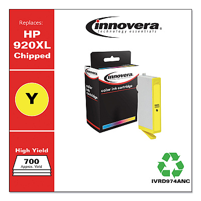 Innovera Remanufactured Yellow High-Yield Ink, Replacement for 920XL (CD974AN), 700 Page-Yield (IVRD974ANC)