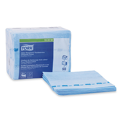 Tork Small Pack Foodservice Cloth, 1-Ply, 11.75 x 14.75, Unscented, Blue with Blue Stripe, 50/Poly Pack, 4 Packs/Carton (TRK192292)