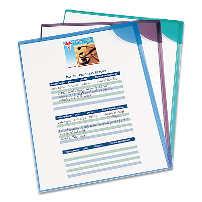 Avery Corner Lock Document Sleeves, Letter Size, Assorted Colors, 6/Pack (AVE72262)