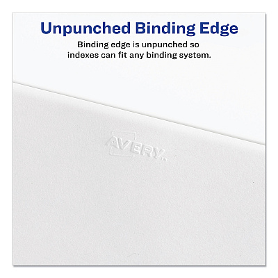 Avery Preprinted Legal Exhibit Side Tab Index Dividers, Allstate Style, 26-Tab, X, 11 x 8.5, White, 25/Pack (AVE82186)
