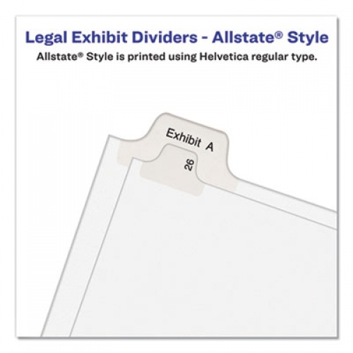 Avery PREPRINTED LEGAL EXHIBIT SIDE TAB INDEX DIVIDERS, ALLSTATE STYLE, 26-TAB, L, 11 X 8.5, WHITE, 25/PACK (82174)