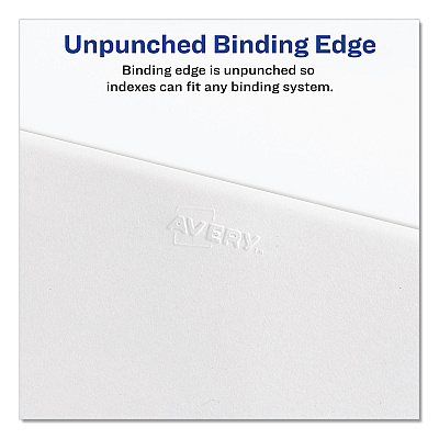 Avery Preprinted Legal Exhibit Side Tab Index Dividers, Allstate Style, 10-Tab, 13, 11 x 8.5, White, 25/Pack (AVE82211)