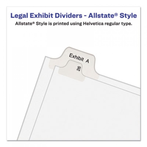 Avery Preprinted Legal Exhibit Side Tab Index Dividers, Allstate Style, 26-Tab, K, 11 x 8.5, White, 25/Pack (82173)