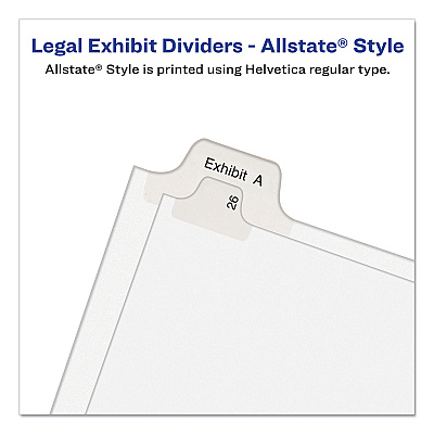 Avery Preprinted Legal Exhibit Side Tab Index Dividers, Allstate Style, 25-Tab, 126 to 150, 11 x 8.5, White, 1 Set, (1706) (AVE01706)