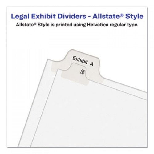 Avery Preprinted Legal Exhibit Side Tab Index Dividers, Allstate Style, 10-Tab, 26, 11 x 8.5, White, 25/Pack (82224)