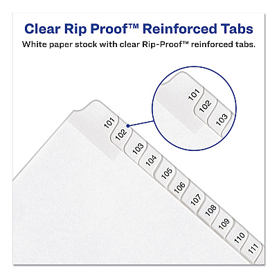 Avery Preprinted Legal Exhibit Side Tab Index Dividers, Allstate Style, 25-Tab, 126 to 150, 11 x 8.5, White, 1 Set, (1706) (AVE01706)