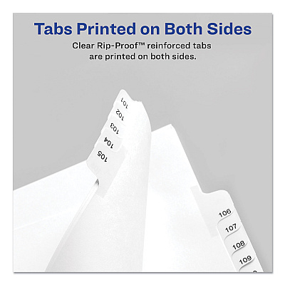 Avery Preprinted Legal Exhibit Side Tab Index Dividers, Allstate Style, 26-Tab, X, 11 x 8.5, White, 25/Pack (AVE82186)