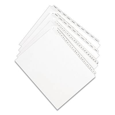 Avery Preprinted Legal Exhibit Side Tab Index Dividers, Allstate Style, 26-Tab, D, 11 x 8.5, White, 25/Pack (AVE82166)