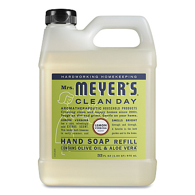 Mrs. Meyer's Clean Day Liquid Hand Soap Refill, Lemon Scent, 33 oz, 6/Carton (373219)