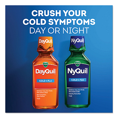 Vicks NyQuil Cold and Flu Nighttime Liquid, 12 oz Bottle, 12/Carton (PGC01426)