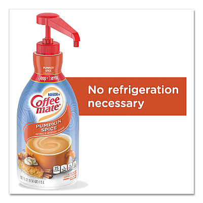 Coffee-mate Liquid Coffee Creamer, Pumpkin Spice, 1.5 L Pump Bottle, 2/Carton (NES31460CT)