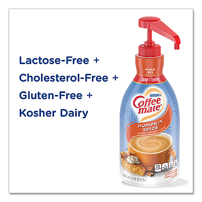 Coffee-mate Liquid Coffee Creamer, Pumpkin Spice, 1.5 L Pump Bottle, 2/Carton (NES31460CT)