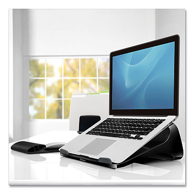 Fellowes I-Spire Series Laptop Lift, 13.19" x 9.31" x 4.13", Black/Gray, Supports 10 lbs (FEL9472401)