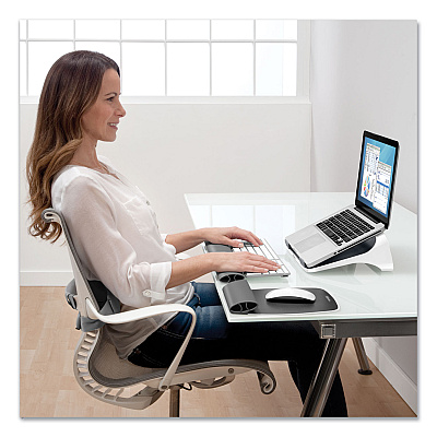 Fellowes I-Spire Series Laptop Lift, 13.19" x 9.31" x 4.13", White/Gray, Supports 10 lbs (FEL9311201)