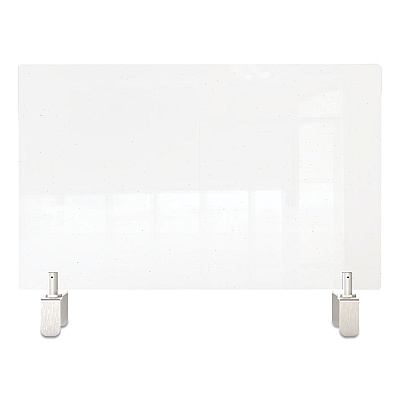 Ghent Clear Partition Extender with Attached Clamp, 36 x 3.88 x 24, Thermoplastic Sheeting (GHEPEC2436A)