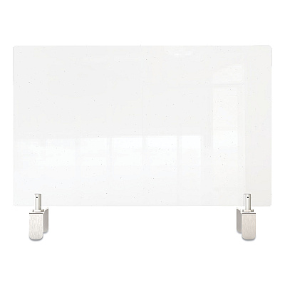 Ghent Clear Partition Extender with Attached Clamp, 29 x 3.88 x 18, Thermoplastic Sheeting (GHEPEC1829A)