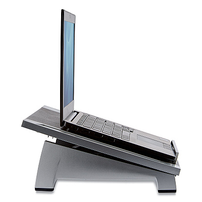 Fellowes Office Suites Laptop Riser, 15.13" x 11.38" x 4.5" to 6.5", Black/Silver, Supports 10 lbs (FEL8032001)