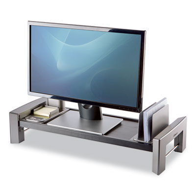 Fellowes Professional Series Flat Panel Workstation, 25.88" x 11.5" x 2.5" to 4.5", Black/Silver, Supports 40 lbs (8037401)