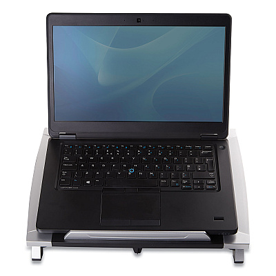 Fellowes Office Suites Laptop Riser, 15.13" x 11.38" x 4.5" to 6.5", Black/Silver, Supports 10 lbs (FEL8032001)