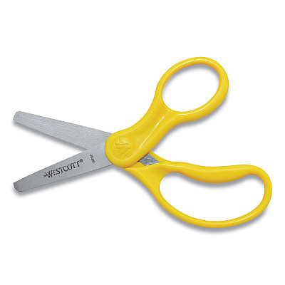 Westcott For Kids Scissors, Rounded Tip, 5" Long, 1.75" Cut Length, Straight Assorted Color Handles, 6/Pack (ACM16454)