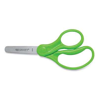 Westcott For Kids Scissors, Rounded Tip, 5" Long, 1.75" Cut Length, Straight Assorted Color Handles, 6/Pack (ACM16454)