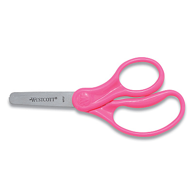 Westcott For Kids Scissors, Rounded Tip, 5" Long, 1.75" Cut Length, Straight Assorted Color Handles, 6/Pack (ACM16454)