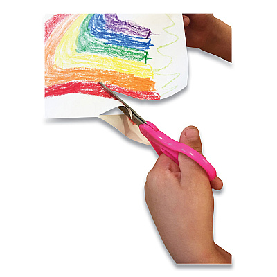 Westcott For Kids Scissors, Rounded Tip, 5" Long, 1.75" Cut Length, Straight Assorted Color Handles, 6/Pack (ACM16454)