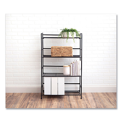 Advantus FlipShelf Four-Shelf Unit, 26.5w x 12d x 43h, Black (AVT38701)