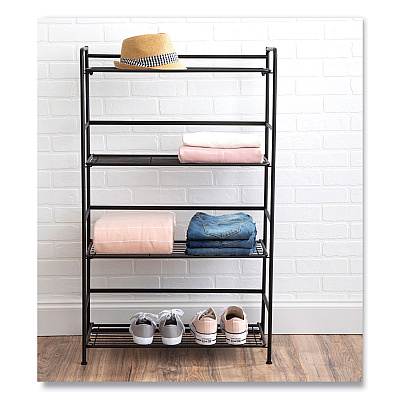 Advantus FlipShelf Four-Shelf Unit, 26.5w x 12d x 43h, Black (AVT38701)