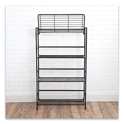 Advantus FlipShelf Four-Shelf Unit, 26.5w x 12d x 43h, Black (AVT38701)