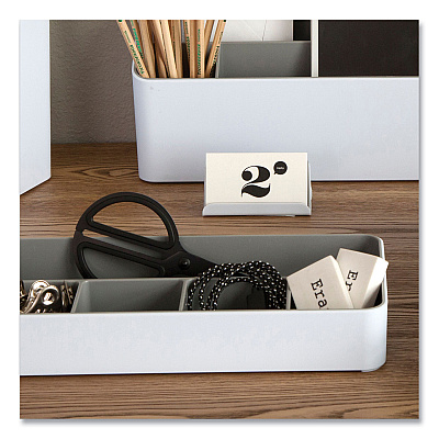 Advantus Fusion Double-Sided Business Card Holder, Holds 2.25 x 4 Cards, Polypropylene, Gray/White (AVT37523)