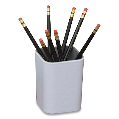 Advantus Fusion Pencil Cup, Plastic, 3 x 3 x 4, White/Gray (AVT37524)