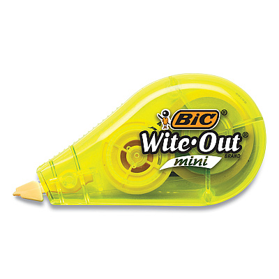 BIC Wite-Out Brand Mini Correction Tape, Non-Refillable, Blue/Purple/Yellow Applicators, 0.2" x 314.4", 3/Pack (BICWOTMP31WHI)