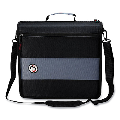 Case it Classic Zipper Binder, 3 Rings, 2" Capacity, 11 x 8.5, Black/Gray Accents (CAED251BLK)