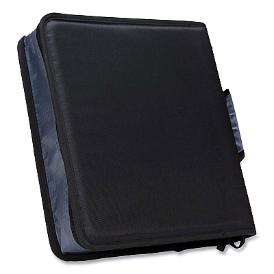 Case it Classic Zipper Binder, 3 Rings, 2" Capacity, 11 x 8.5, Black/Gray Accents (CAED251BLK)