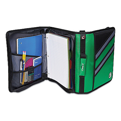 Case it Z-System 2-in-1 Zipper Binder, 3 Rings (x2), 1.5" Capacity (x2), 11 x 8.5, Black/Gray Accents (CAEZ176BLK)